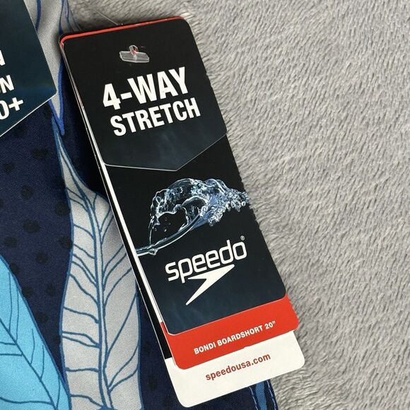 Speedo Swim Trunks Mens‎ Medium Board Shorts Ocean Blue Graphic Stretch UPF $59 - Picture 2 of 16